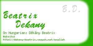 beatrix dekany business card