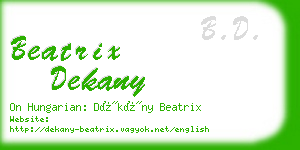 beatrix dekany business card